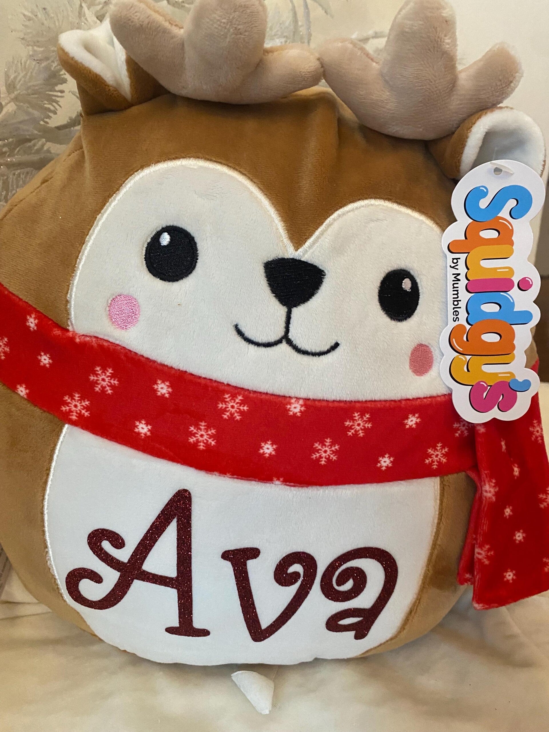 personalised reindeer squidgy bear