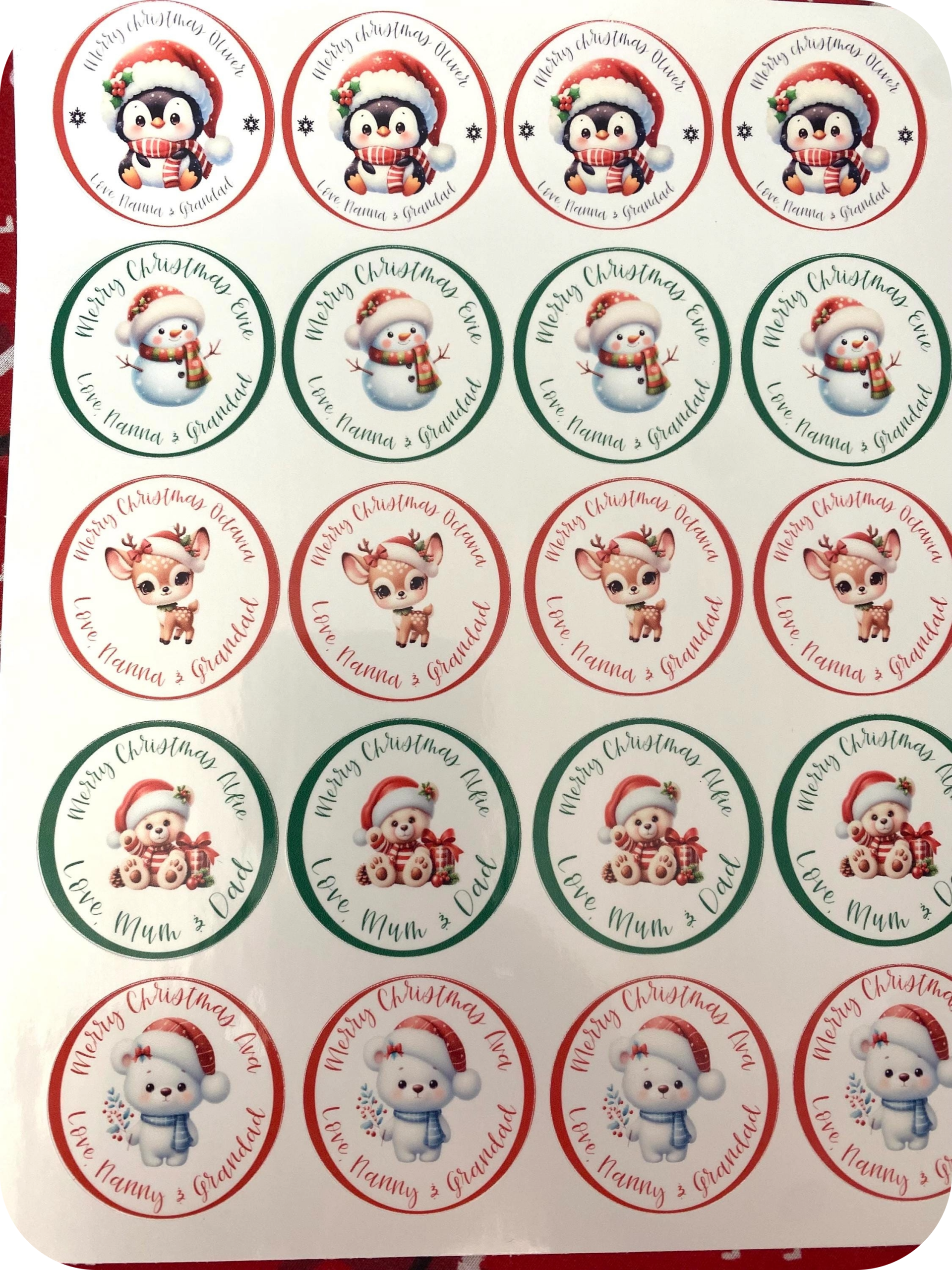 personalised Christmas stickers for gift wrapping