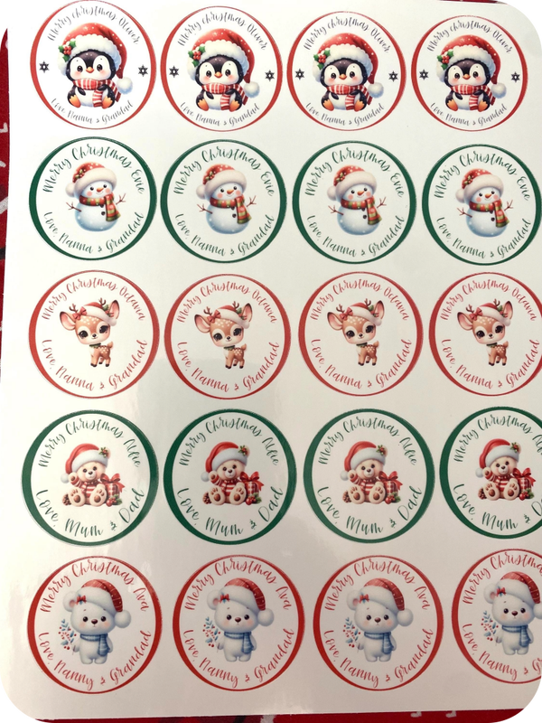 personalised Christmas stickers for gift wrapping