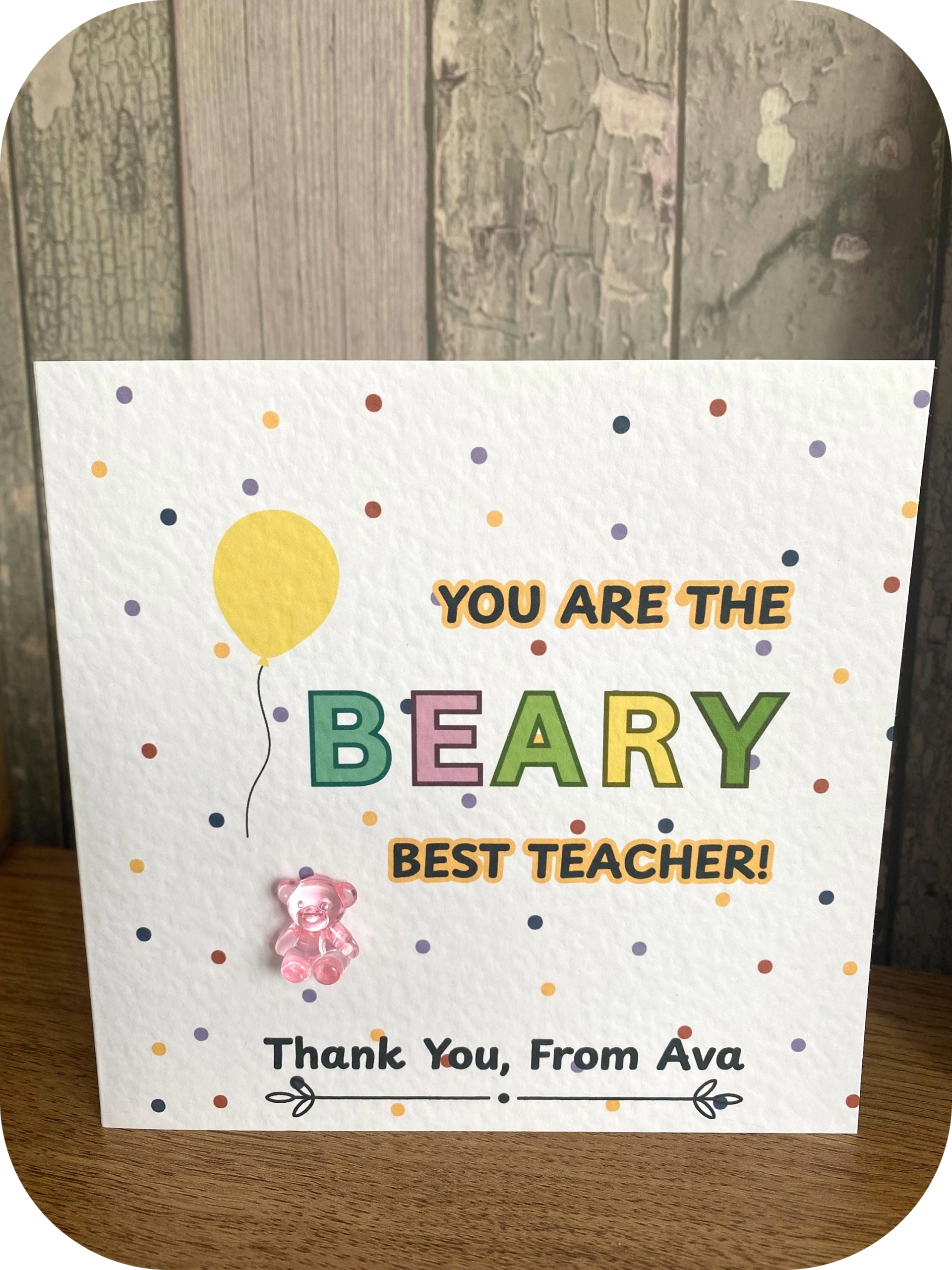 Beary best teacher greeting card