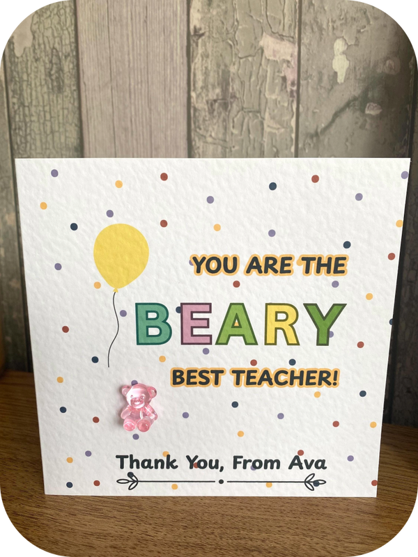 Beary best teacher greeting card