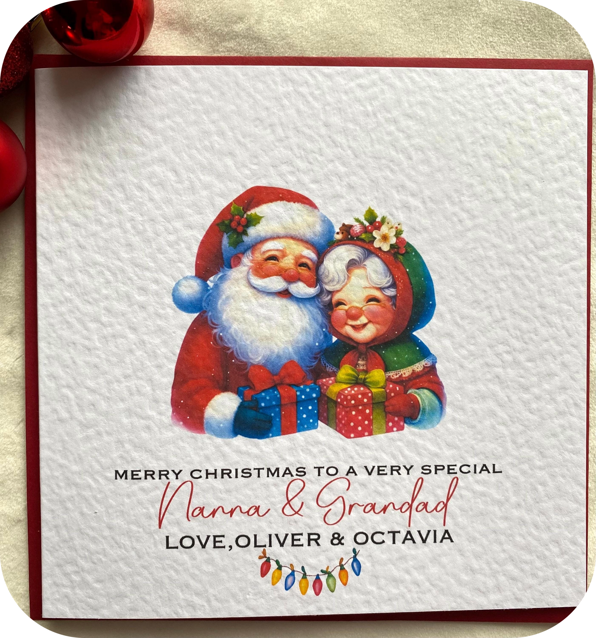 Christmas card for son/daughter/couples/niece/nephew/ Mr & Mrs Claus
