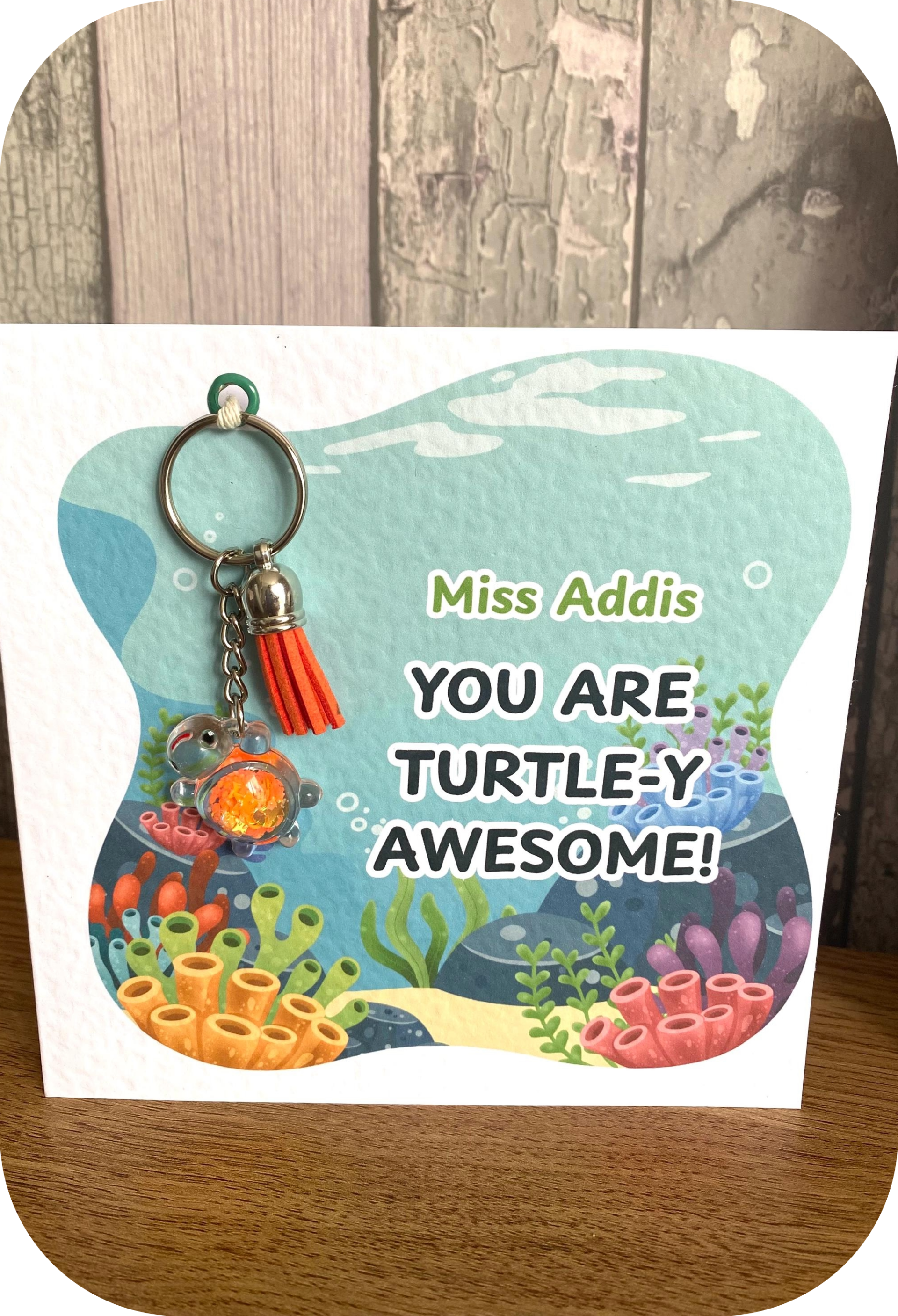 "Turtley-Awesome Card with keyring