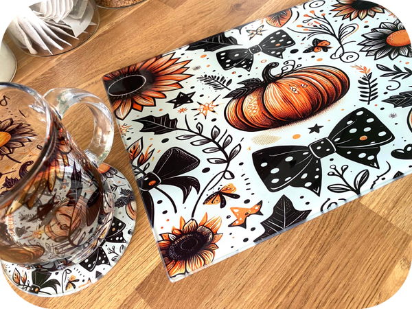 Autumn Halloween Glass Mug and Coaster Set