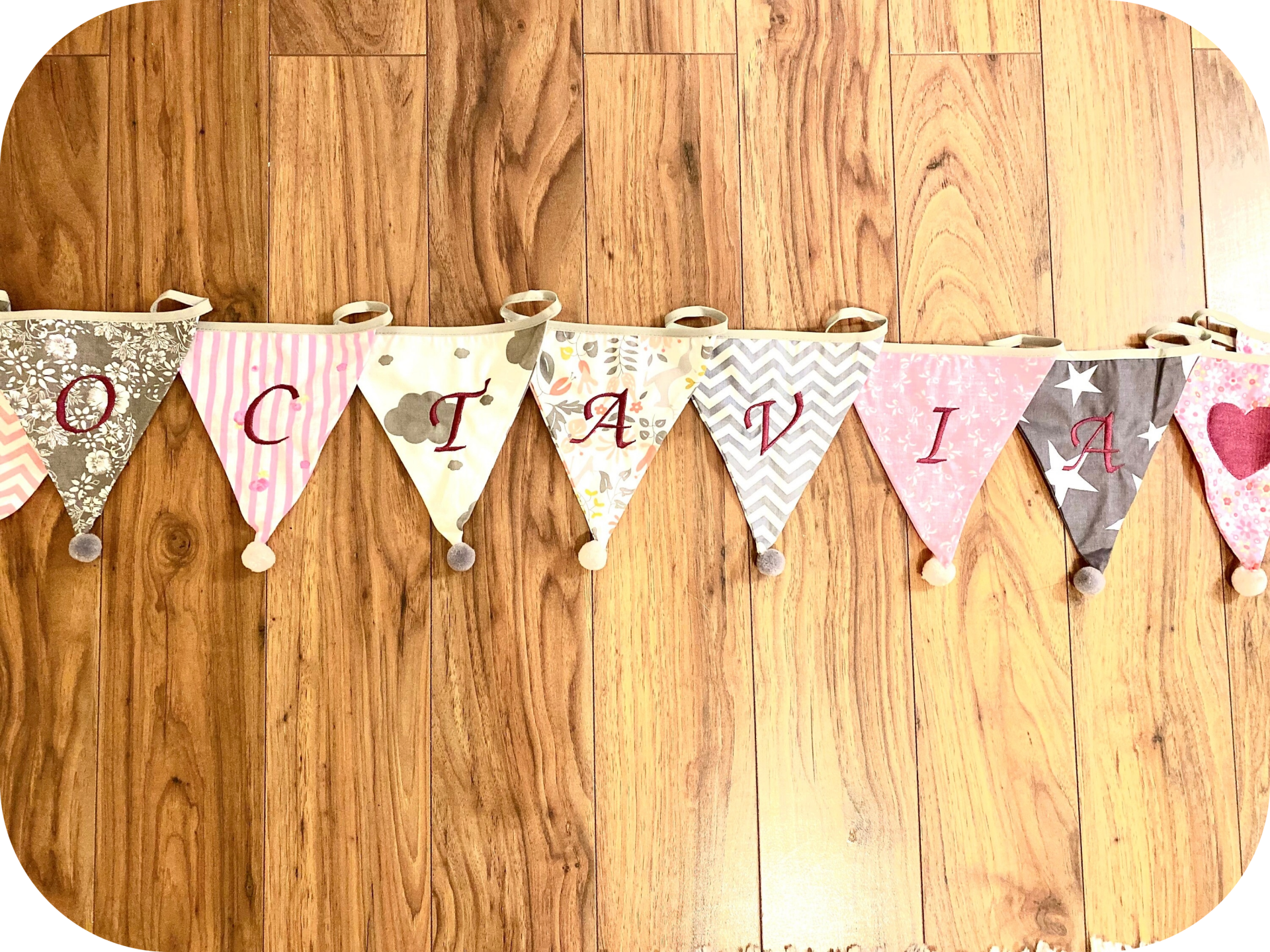 Embroidered Personalised Fabric Bunting