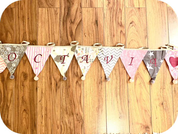 Embroidered Personalised Fabric Bunting
