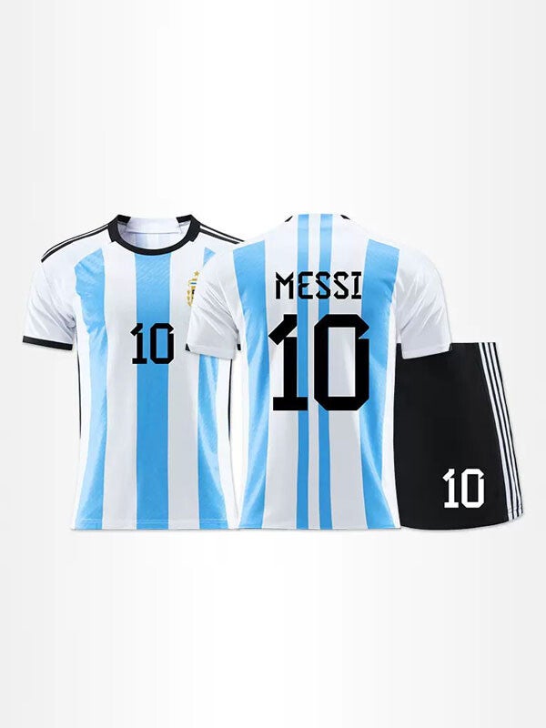 Maillot d'Argentine MESSI Numéro 10 Homme Adulte Enfant 3 Pièces