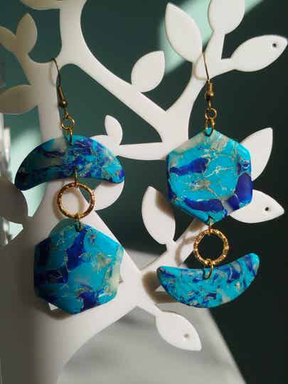 Asymmetrische Oorbellen blauw