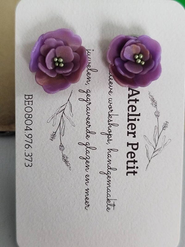 Paarse Bloem oorbellen