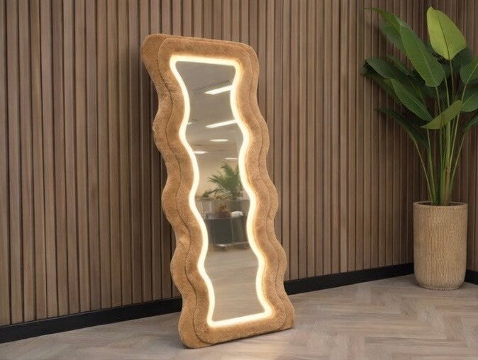 Fluffy Teddy Spiegel Met Verlichting - Bruin