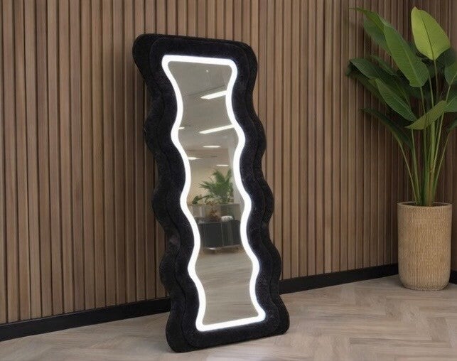 Fluffy Teddy Spiegel Met Verlichting - Zwart