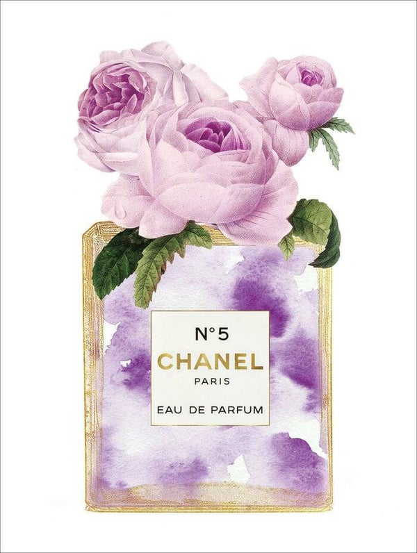 Glasschilderij Roze Chanel Parfum 80x60cm