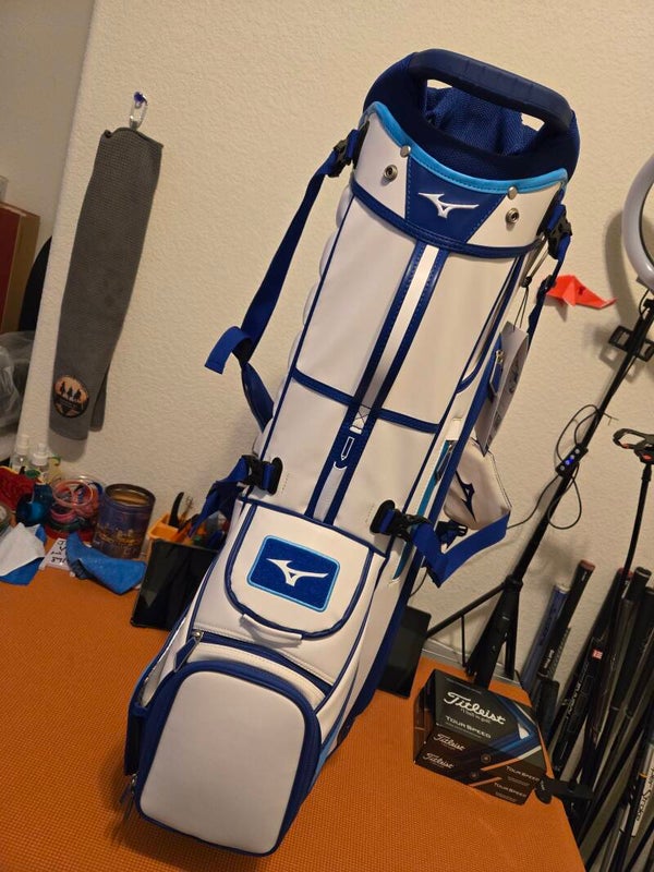 2024 Mizuno Tour 14-Way Stand Bag White on Blue Logo