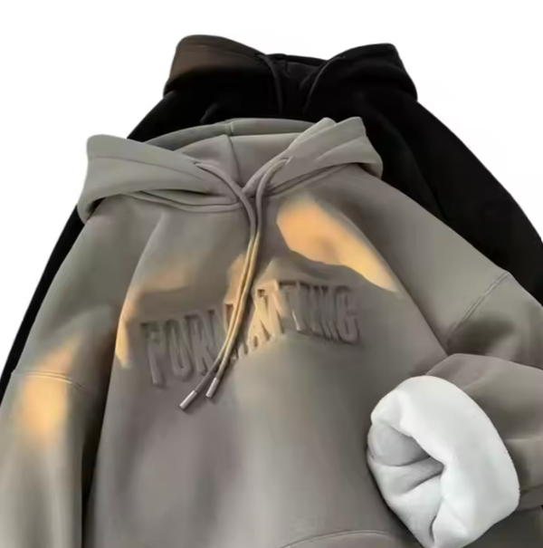cotton 3D embossed baggy hoodie