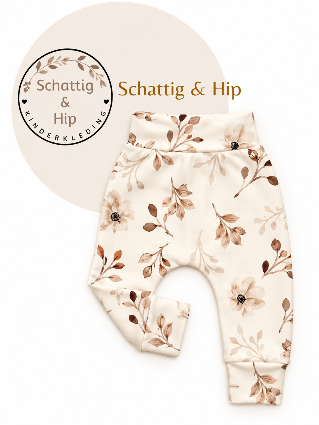 Broekje botanische bloemen beige