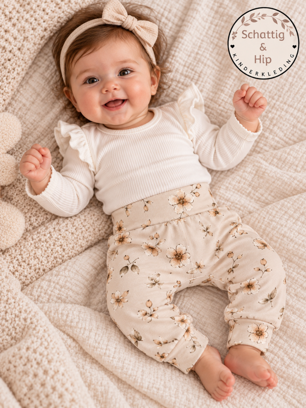 Broekje floral Anna beige