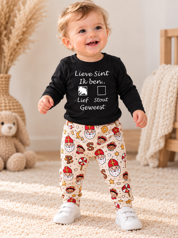 Longsleeve lieve sint ik ben lief/stout geweest zwart