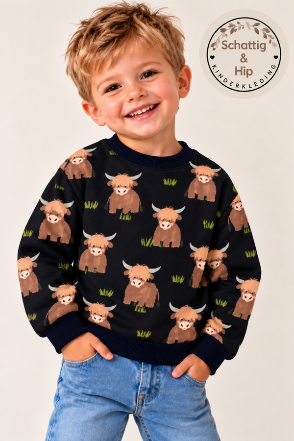 Sweater hooglanders donker navy