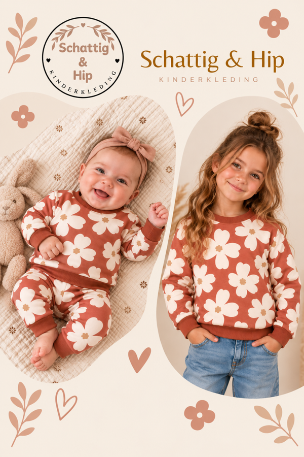Sweater bloemen roest