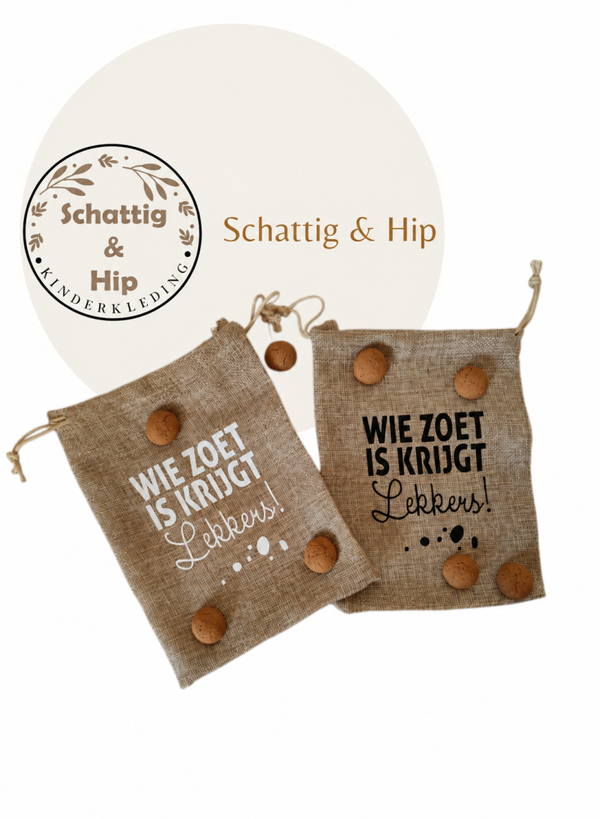Pepernoten zakje wie zoet is krijgt lekkers