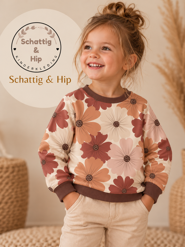 Sweater bloemen roest