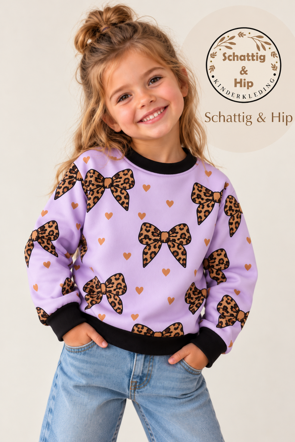 Sweater panterprint strik licht lila
