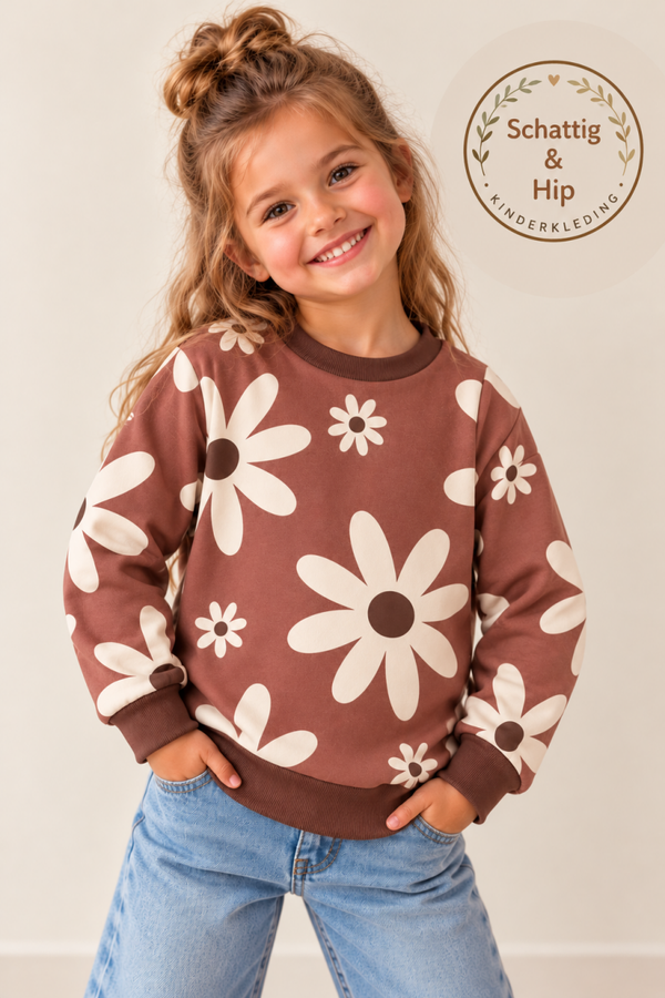 Sweater herfstbloemen roest
