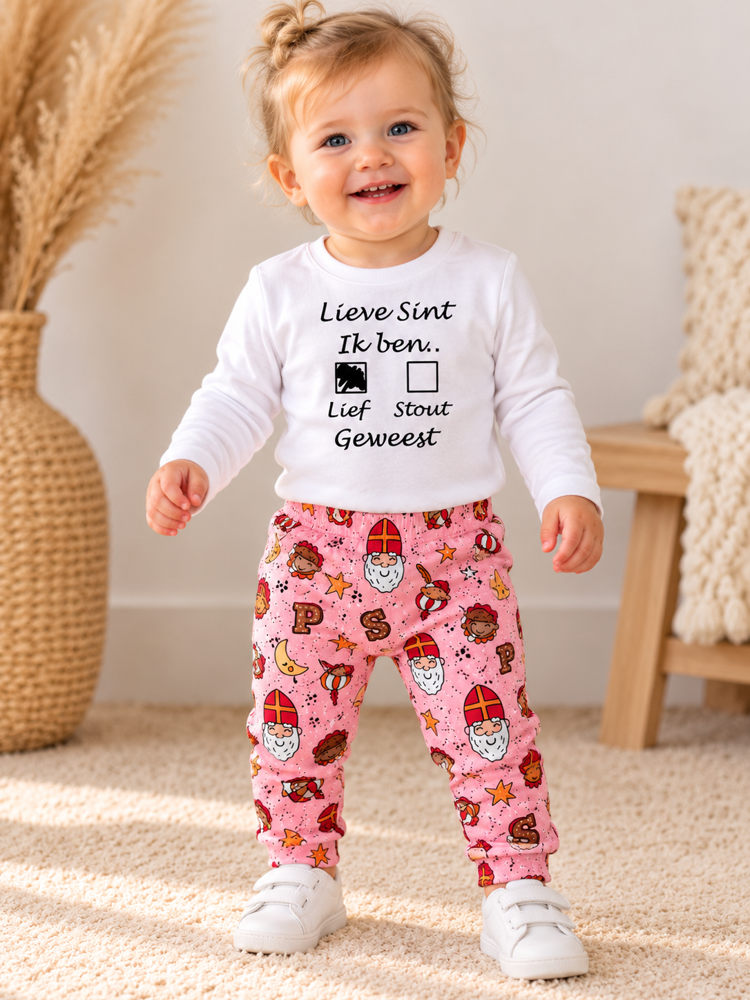 Longsleeve lieve sint ik ben lief/stout geweest wit