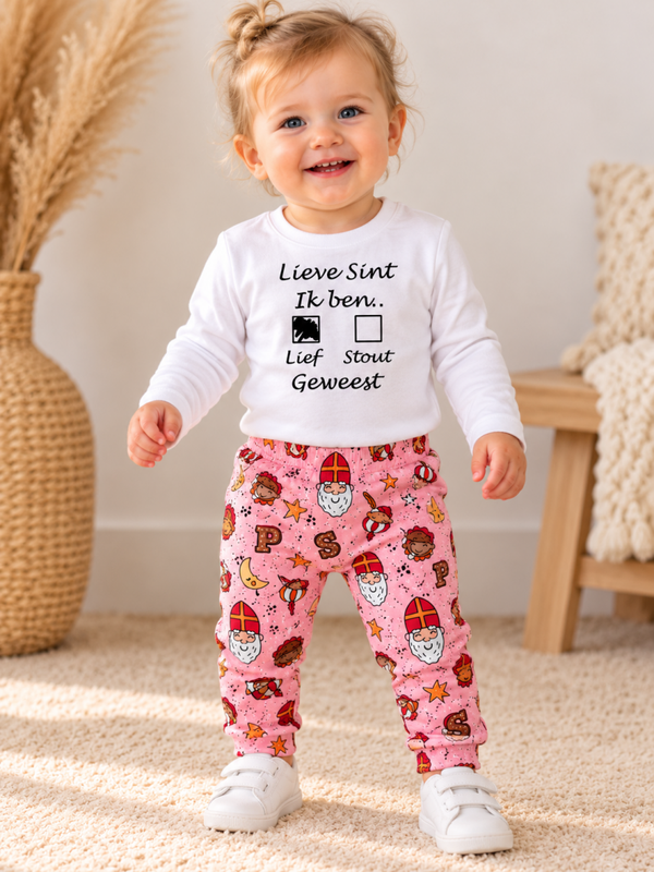 Longsleeve lieve sint ik ben lief/stout geweest wit