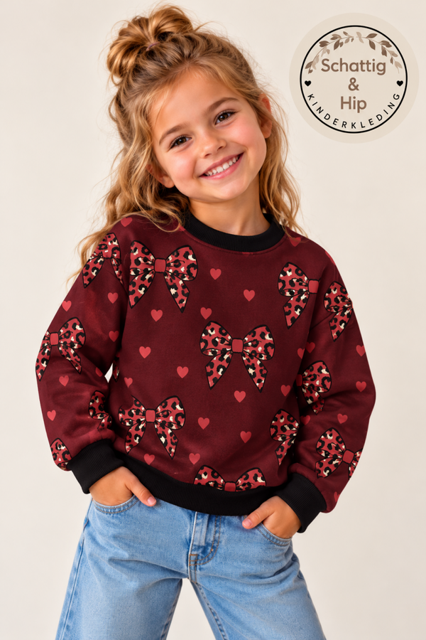 Sweater panterprint strik bordeaux