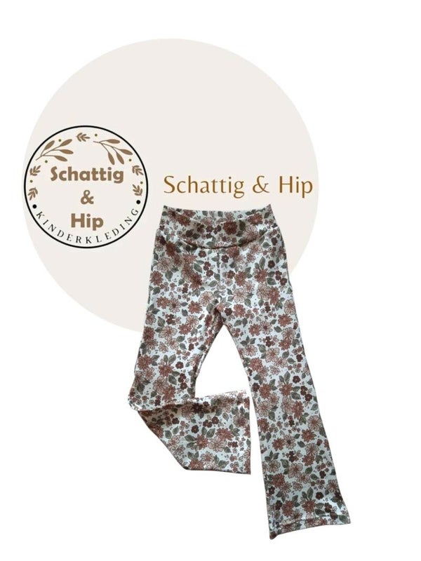 Vintage bloemen groen/bruin