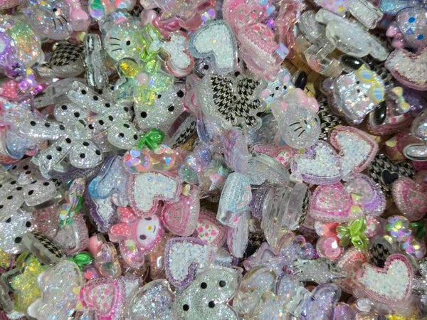 Glitter Acrylic Flatback Charms - 20pcs