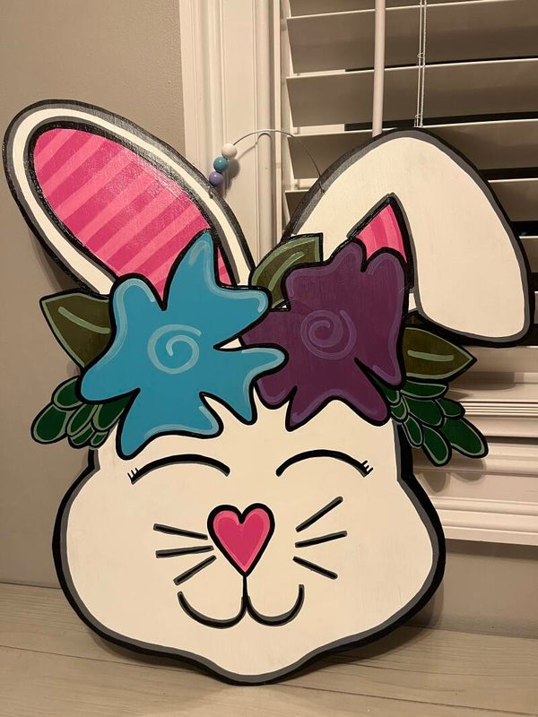 Cute Bunny with Flower Veil Door Hanger