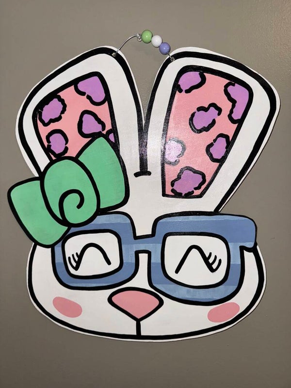 Bunny with Bow and Glasses Door Hanger