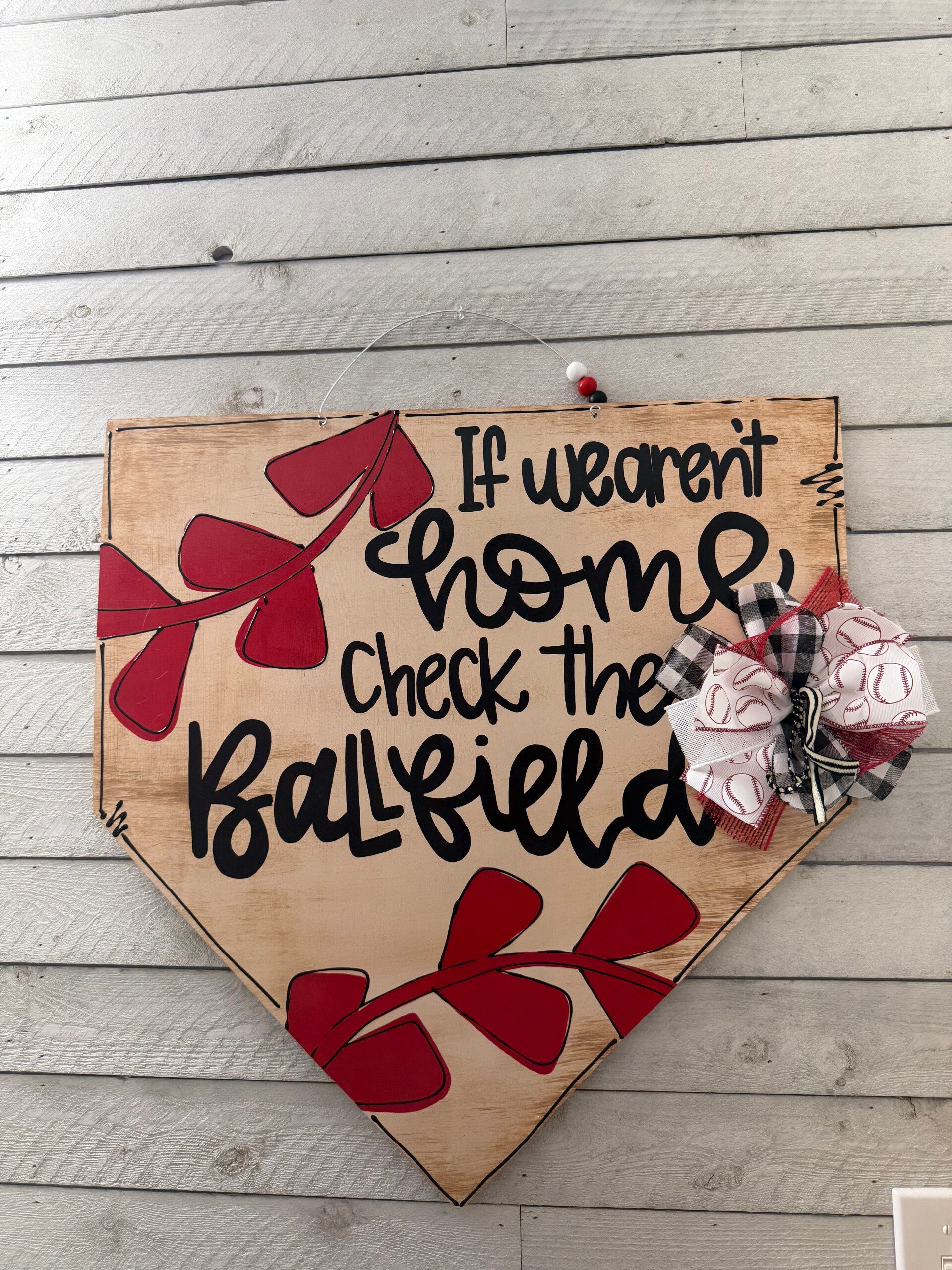 Check The Ballfield Door Hanger