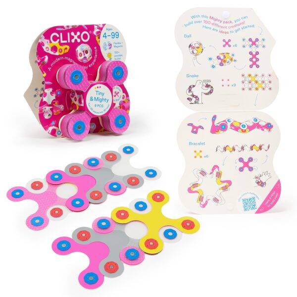 Clixo | Tiny & Mighty sparkle, flexibel magnetisch speelgoed, 9 stuks