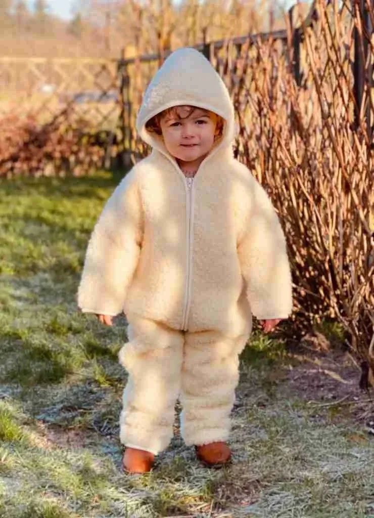 We Are Wovens | Overall van wol met capuchon - wollen pak – Flat White