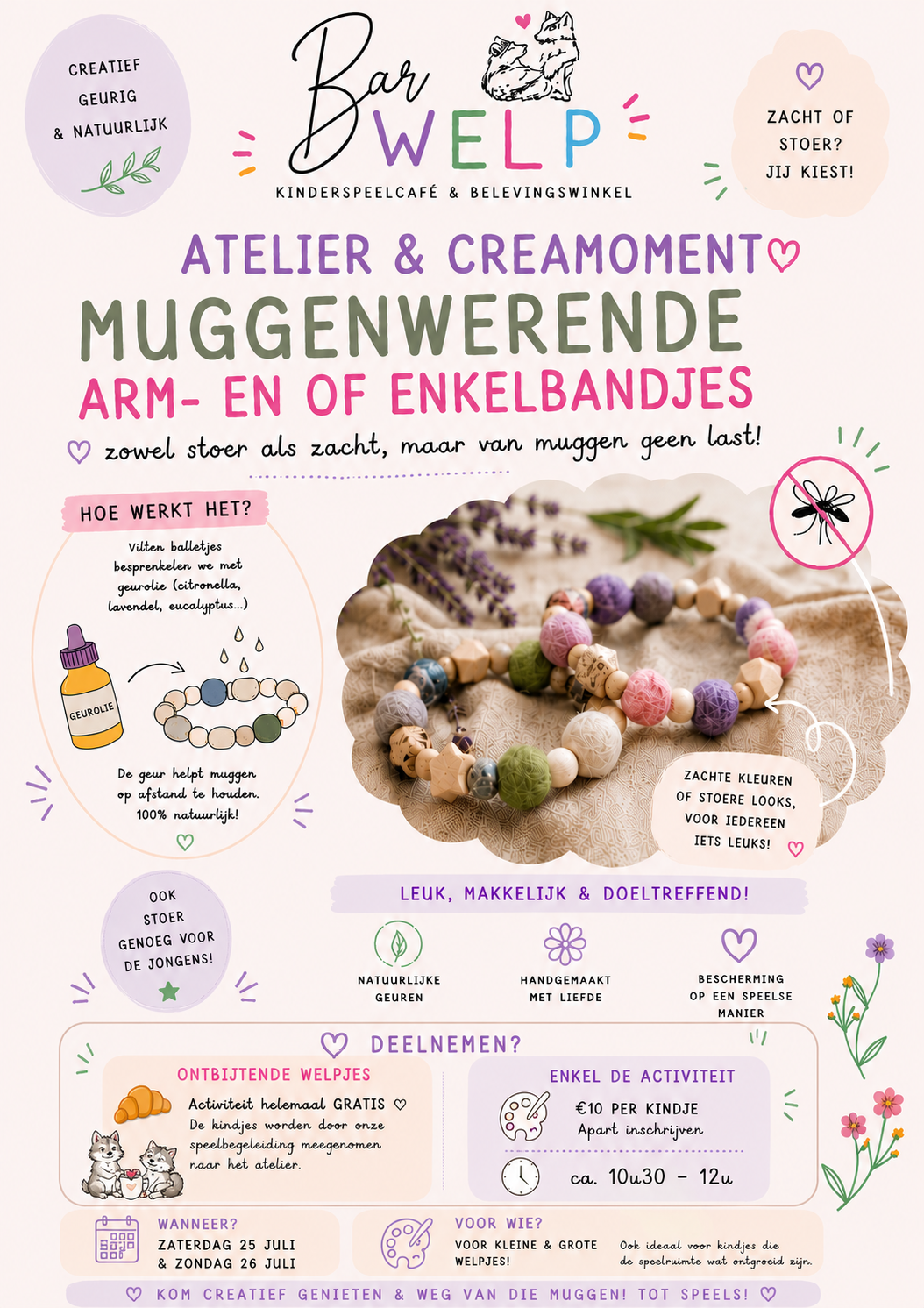 WORKSHOP 25 & 26.07 | DIY arm- of enkelband anti muggen
