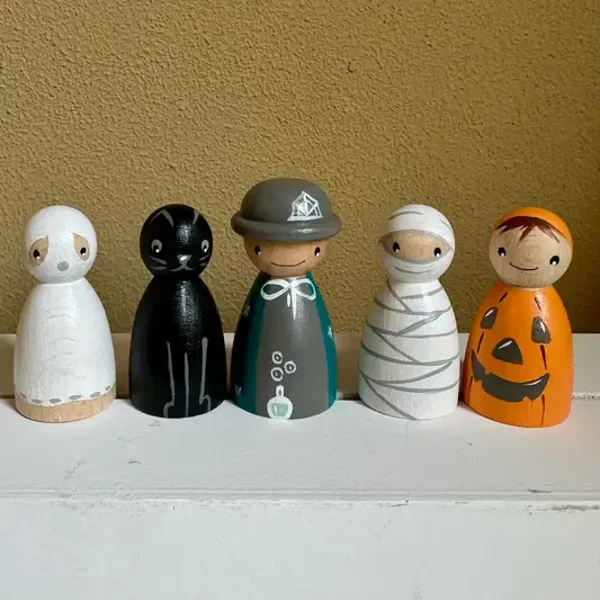 Atelier Nouk | Halloween Pegdolls - Set van 5 Pegdolls - Thema Halloween