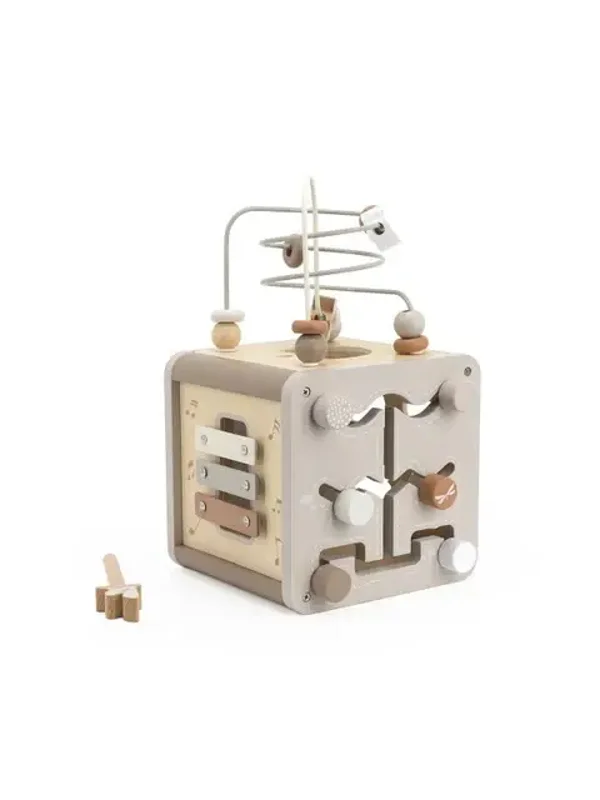 Label Label | Houten Activiteitenkubus - Nougat