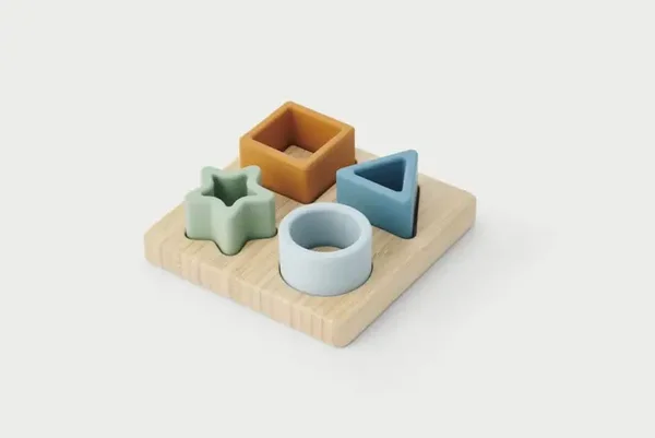 TickiT - Silisoft Figurenpuzzel (neutrale Kleuren) - Houten puzzel met siliconen vormen