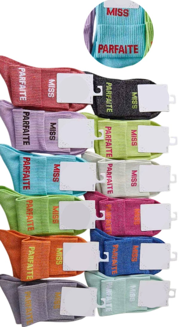 Chaussettes paillettes avec message 'miss parfaite'
