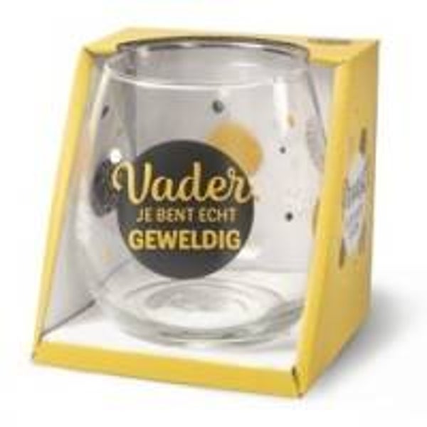 Wijn- of waterglas met tekst Vader je bent geweldig 