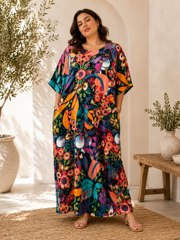 Oversize vestito lungo con tasche cotone 100%