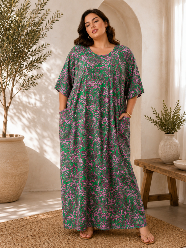 Oversize Vestito lungo con tasche in cotone 100%