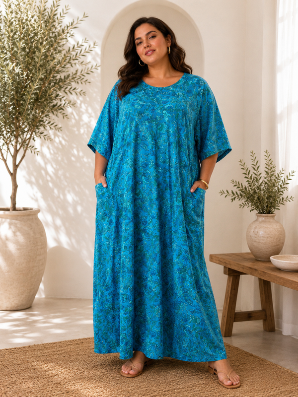 Oversize Vestito lungo con tasche cotone 100%
