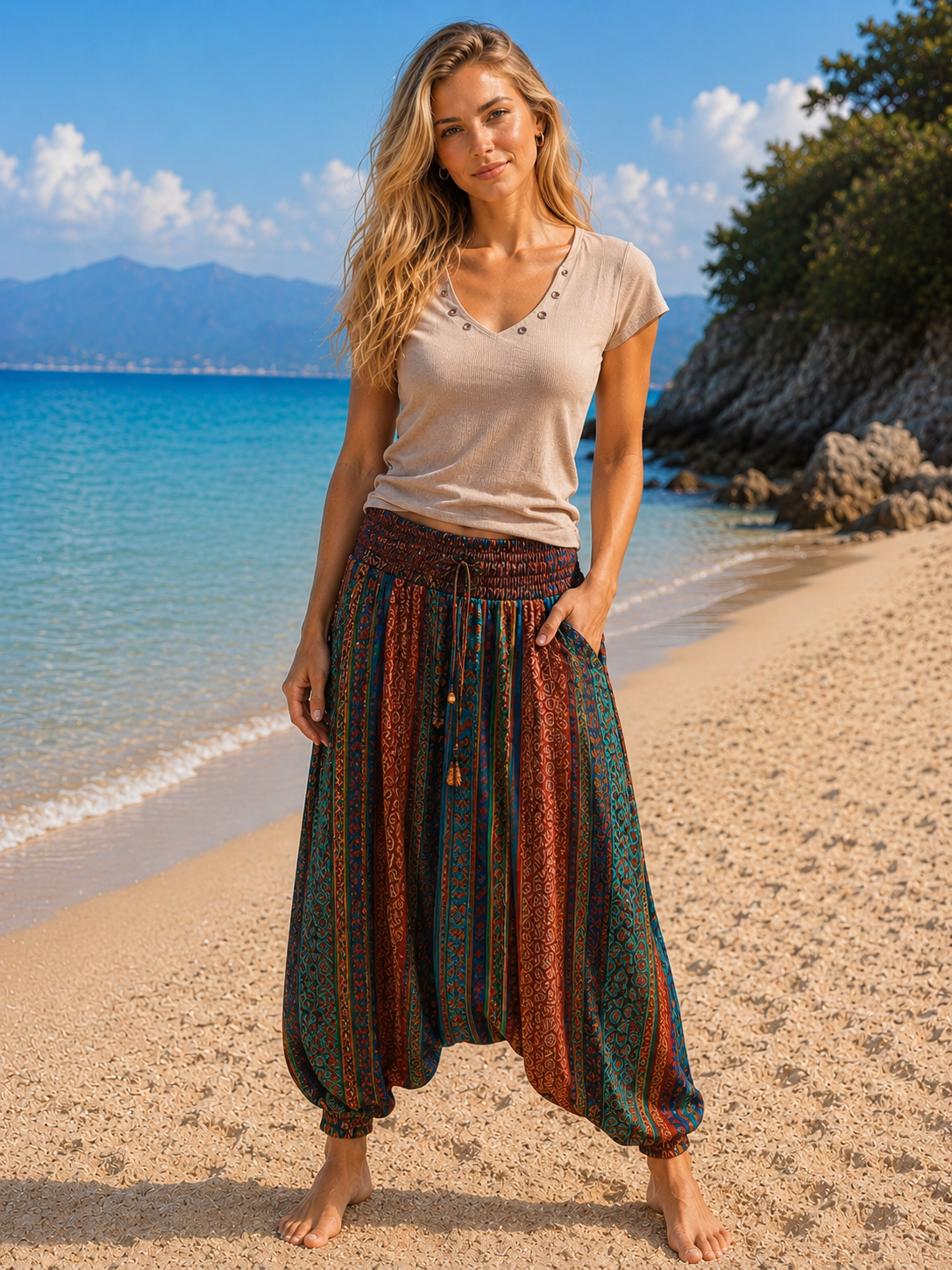 Pantalone alla Turca Elastico alto in vita