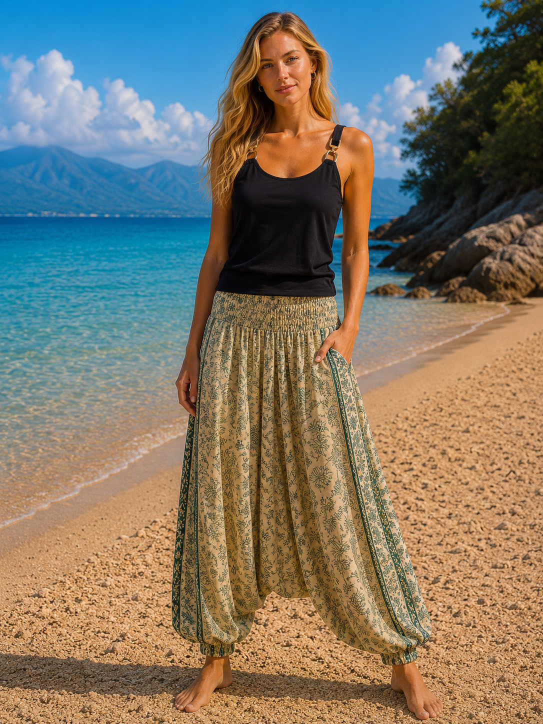Pantalone alla Turca Elastico alto in vita
