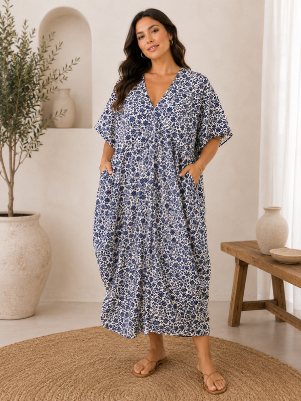 Oversize Vestito lungo con tasche cotone 100%