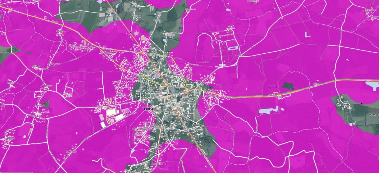 Carte des zones OLD autour d’Erdeven dans le Morbihan pour le débroussaillage obligatoire